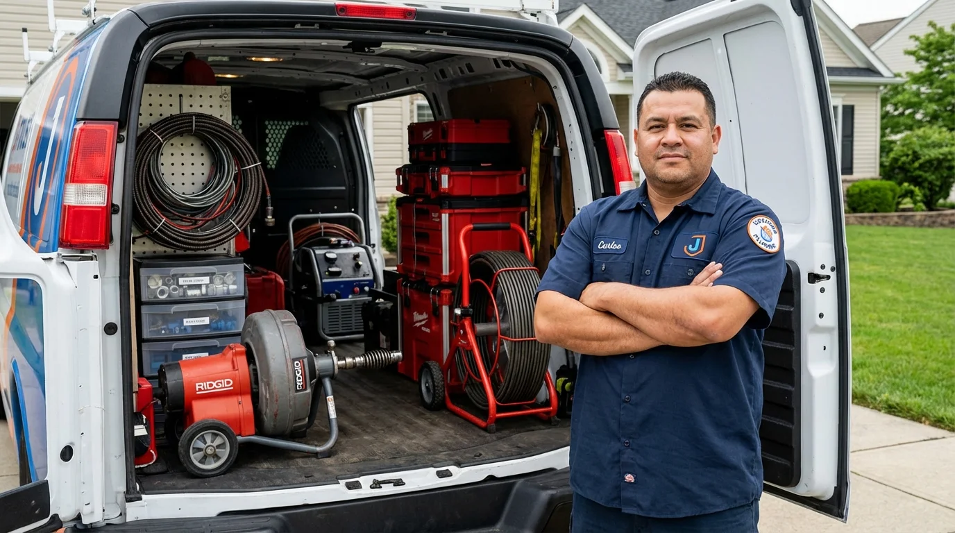 Professional drain cleaning equipment and Johns Plumbing LLC plumber in Sanibel
