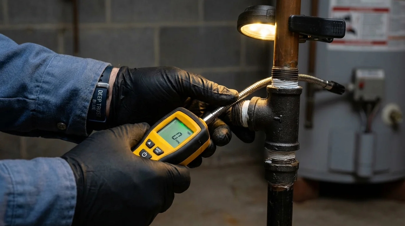 Gas leak detection with electronic sniffer by Johns Plumbing LLC in Sanibel