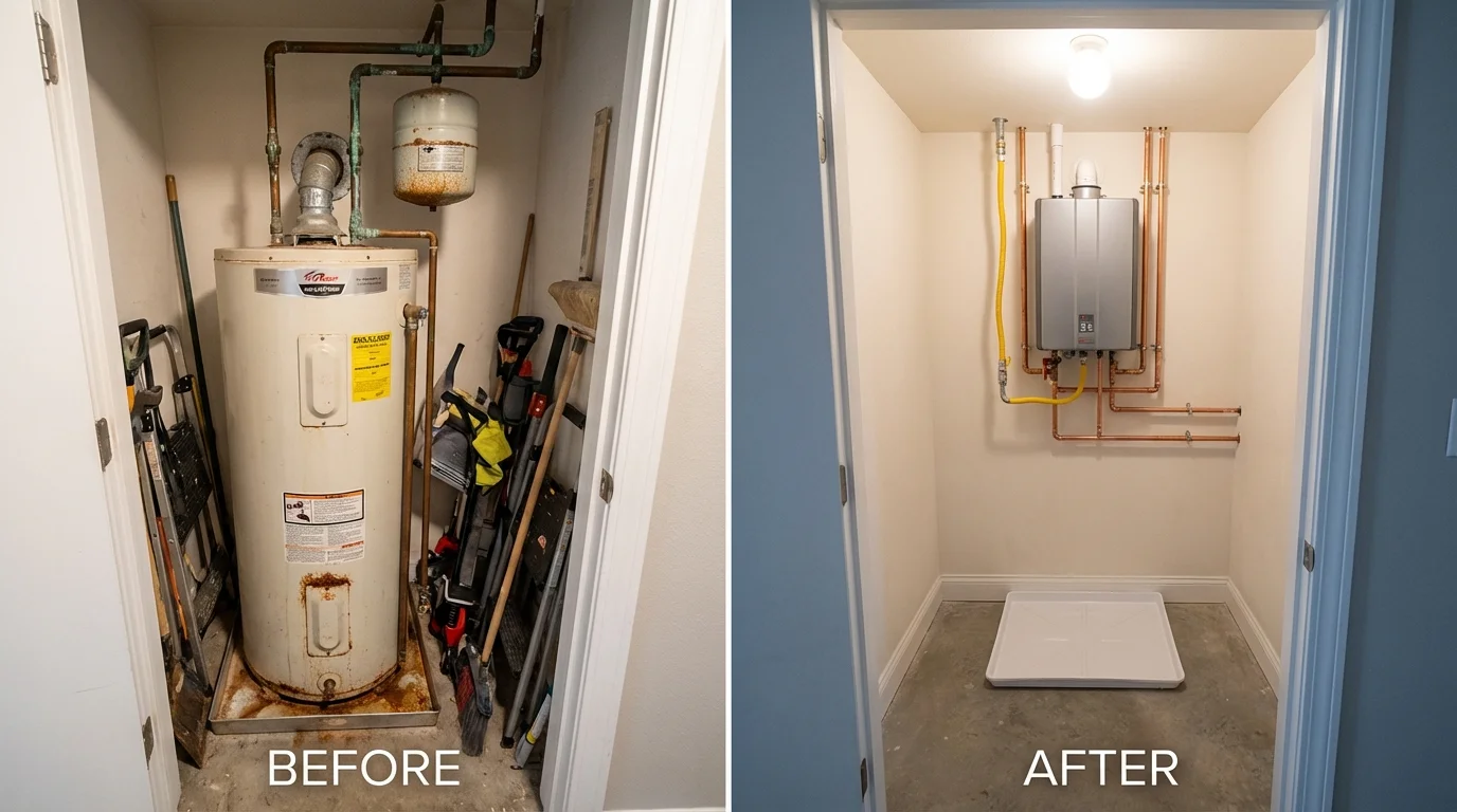 Tank water heater versus wall-mounted tankless unit comparison for Sanibel, FL homeowners